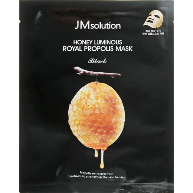 Восстанавливающая тканевая маска с прополисом JM Solution Honey Luminous Royal Propolis Mask Black, 1шт