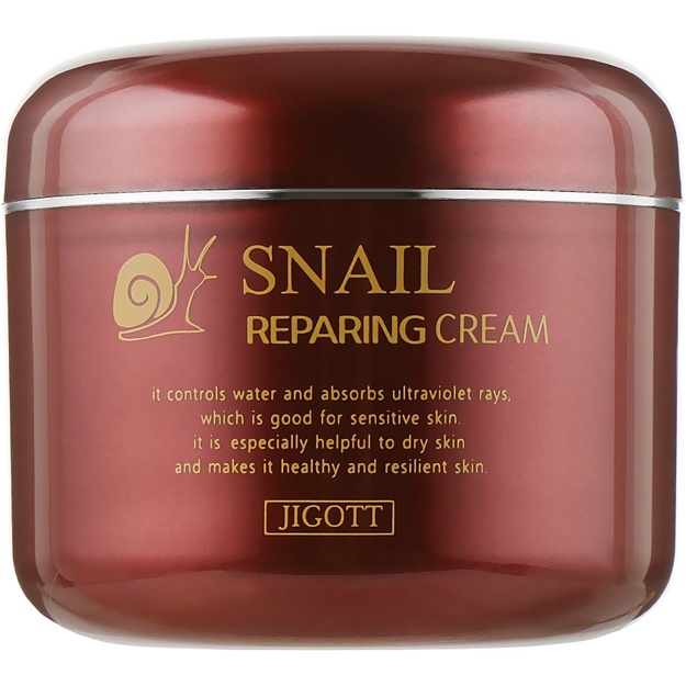 Восстанавливающий крем для лица с муцином улитки Jigott Snail Reparing Cream, 100мл