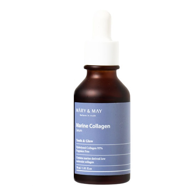 Terining elastikligi uchun dengiz kollagenli namlantiruvchi sarum Mary & May Marine Collagen, 30 ml