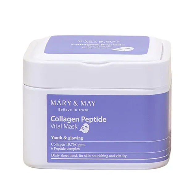 Peptidlar bilan namlantiruvchi lifting yuz niqoblar to‘plami Mary&May Collagen Peptide Vital Mask, 30 ta