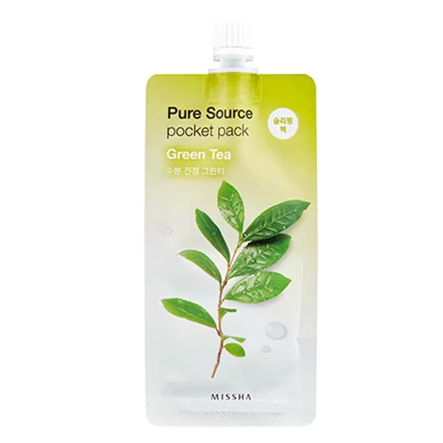 Yashil choy tinchlantiruvchi tungi niqob Missha Pure Source Pocket Pack Green Tea Pouch, 1 ta dona