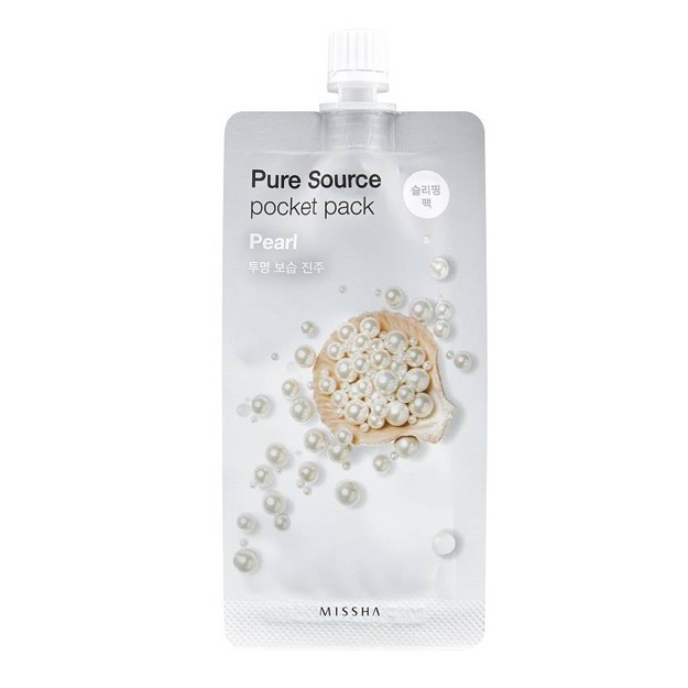 Marvarid ekstrakti bilan namlovchi tungi niqob Missha Pure Source Pocket Pack Pearl Pouch, 1 ta dona