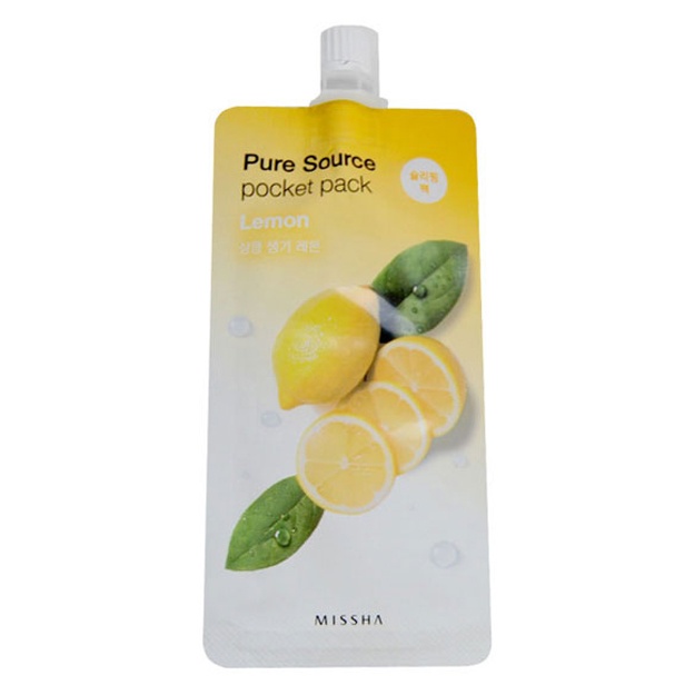 Limonli oqartiruvchi tungi niqob Missha Pure Source Pocket Pack Lemon Pouch, 1 dona