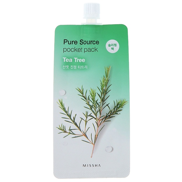 Успокаивающая ночная маска с экстрактом чайного дерева Missha Pure Source Pocket Pack Tea Tree Pouch, 1шт