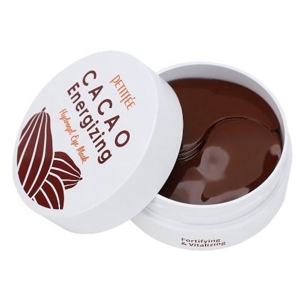 Kakao bilan gidrogel yamoqlarini tonlash Petitfee Cacao Energizing Hydrogel Eye Patch