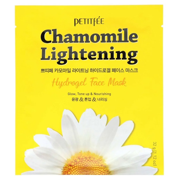 Moychechak ekstraktili tinchlantiruvchi gidrogel niqobi Petitfee Chamomile Lightening Hydrogel Face Mask, 1 dona