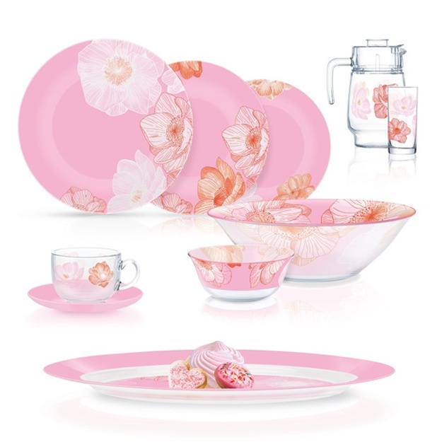 Stol idishlar to‘plami Ambi Anabella Pink 46 predmet