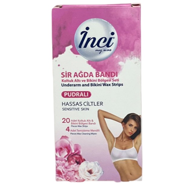 Mumli lenta 24 to‘plam. Qo‘ltiq osti va bikini Inci Wax powdered armpit & bikini sir wax tape 24set
