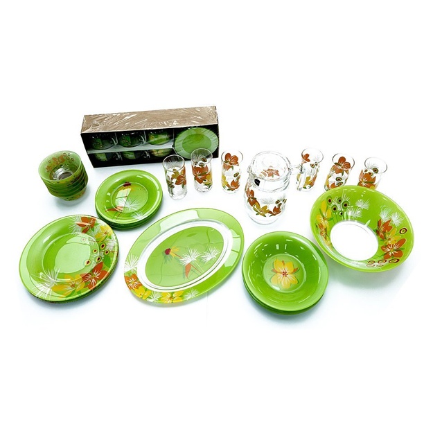 Stol idishlar to‘plami Amb Pop Flower Green 46 dona