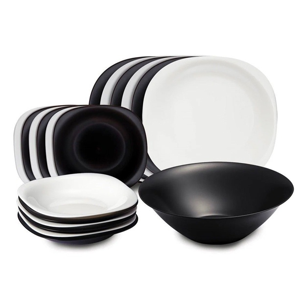 Stol idishlar to‘plami Carine White Black 19 ta element