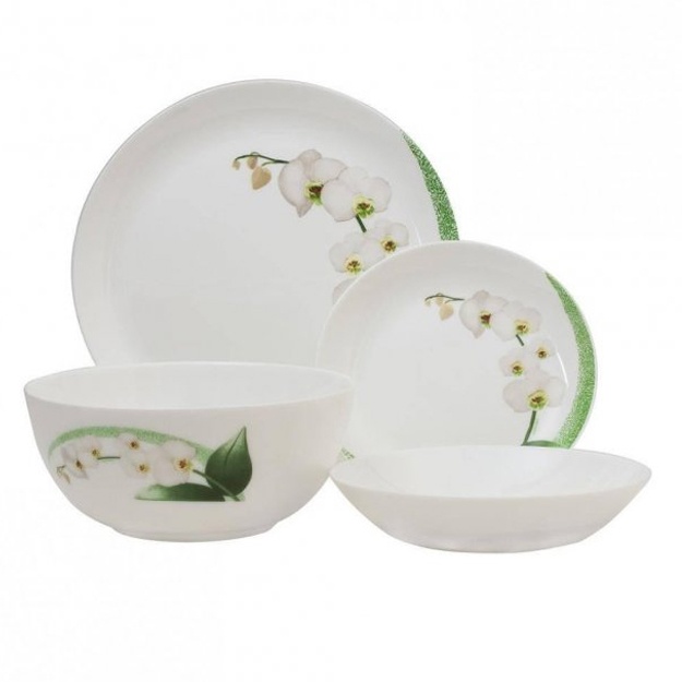 Stol idishlar to‘plami Diwali White Orchid 19 predmetov