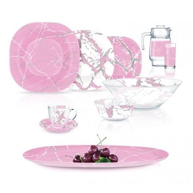 Oshxona to‘plami Luminarc Carine Marble pink Silver 46 ta