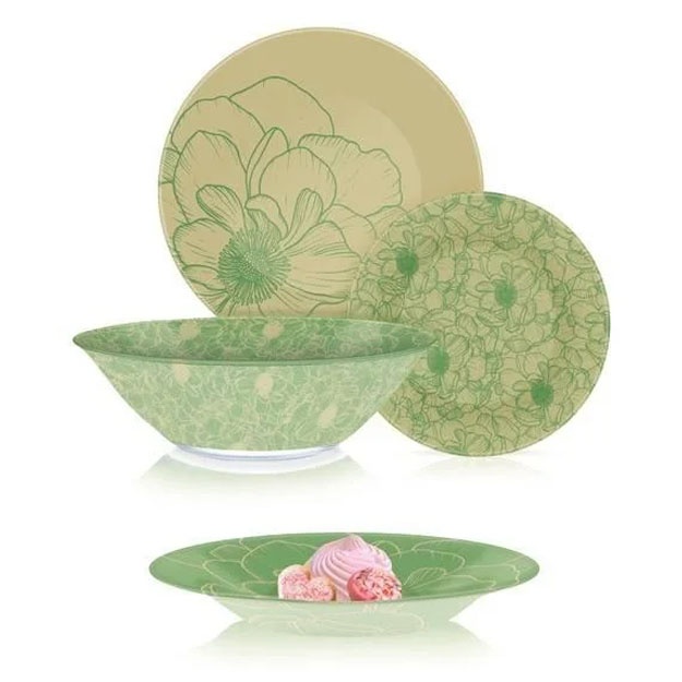 Stol idishlar to‘plami Ambi Big Flower Green 46 dona