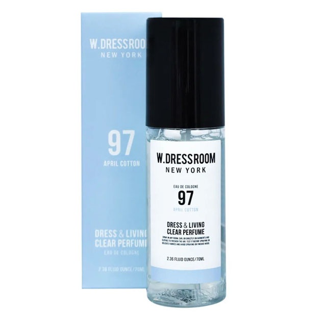Kiyim va xona uchun sprey W.Dressroom Dress & Living Clear Perfume No.97 April Cotton, 70 ml