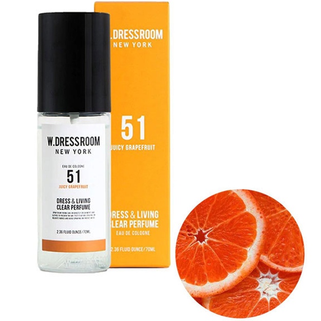 Kiyim va xona uchun sprey greypfrut W.Dressroom Dress & Living Clear Perfume No.51 Juicy Grapefruit, 70ml