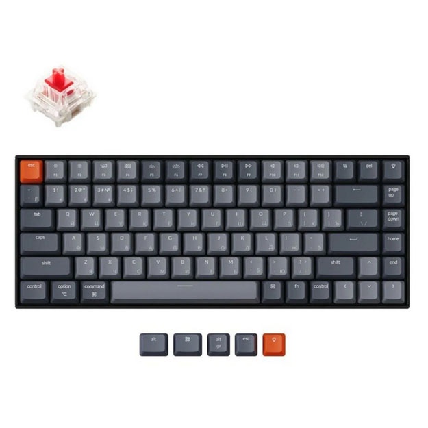 Mexanik klaviatura Keychron K2 84 tugmali Gateron RGB alyuminiy ramka Red