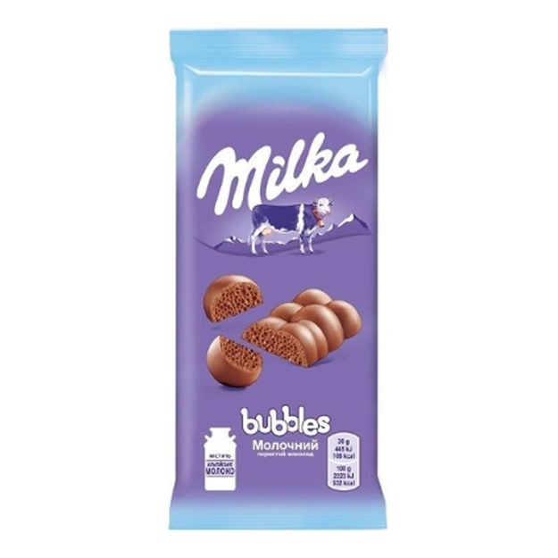 Shokolad Milka bubbles sut g‘ovakli 80g