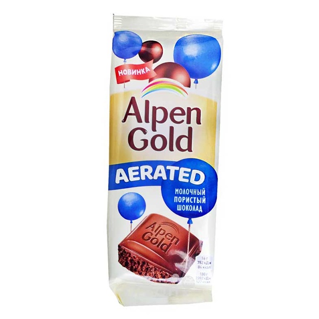 Шоколадная плитка Alpen Gold пористый 80г Молочный