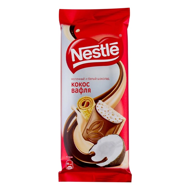 Shokolad Nestle sutli hindiston yong‘og‘i va vafli 82g