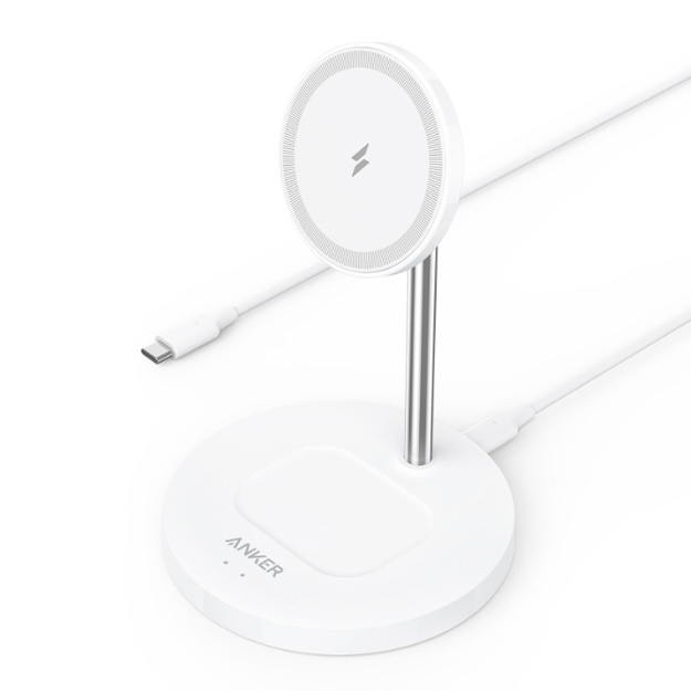 Бесроводное зарядное устройство Anker PowerWave Magnetic 2-in-1 Stand White