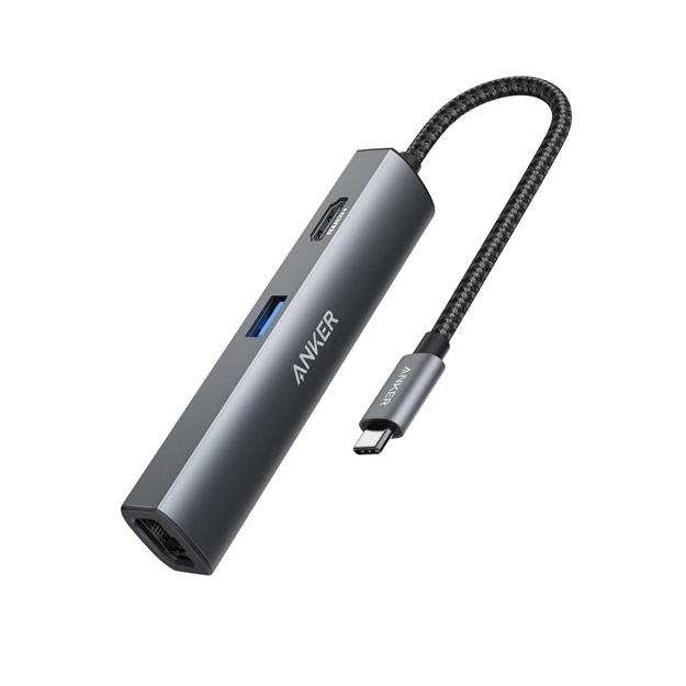 USB hub adapteri Anker PowerExpand+ 5-in-1 USB-C Ethernet Hub Gray