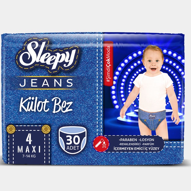 Bolalar tagliklari Sleepy Jeans "Trusilar", №4, 7-14 kg, 30 dona