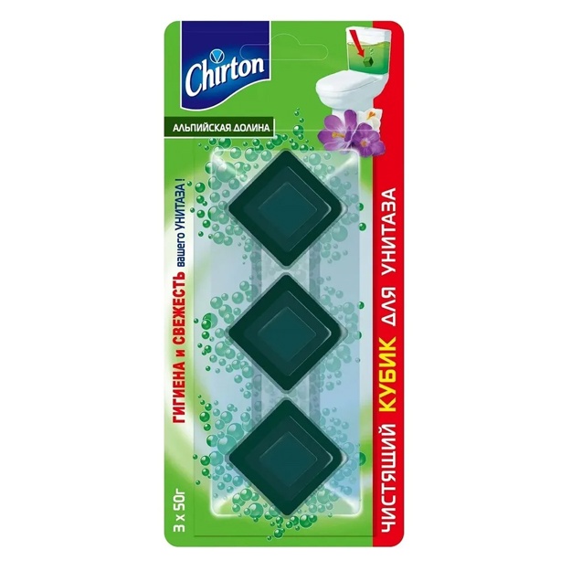 Chirton "Alp vodiysi" hojatxonasi uchun tozalovchi kublar 3x50g.