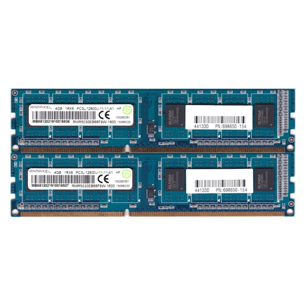 Operativ xotira ‎Ramaxel RMR5030EF68F9W-1600 8GB 2 x 4GB PC3-12800U DDR3 (ikkinchi qo‘l)