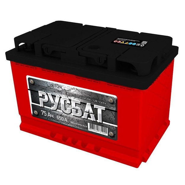 Автомобильный аккумулятор Rusbat 6CT-75VL 650A 12V