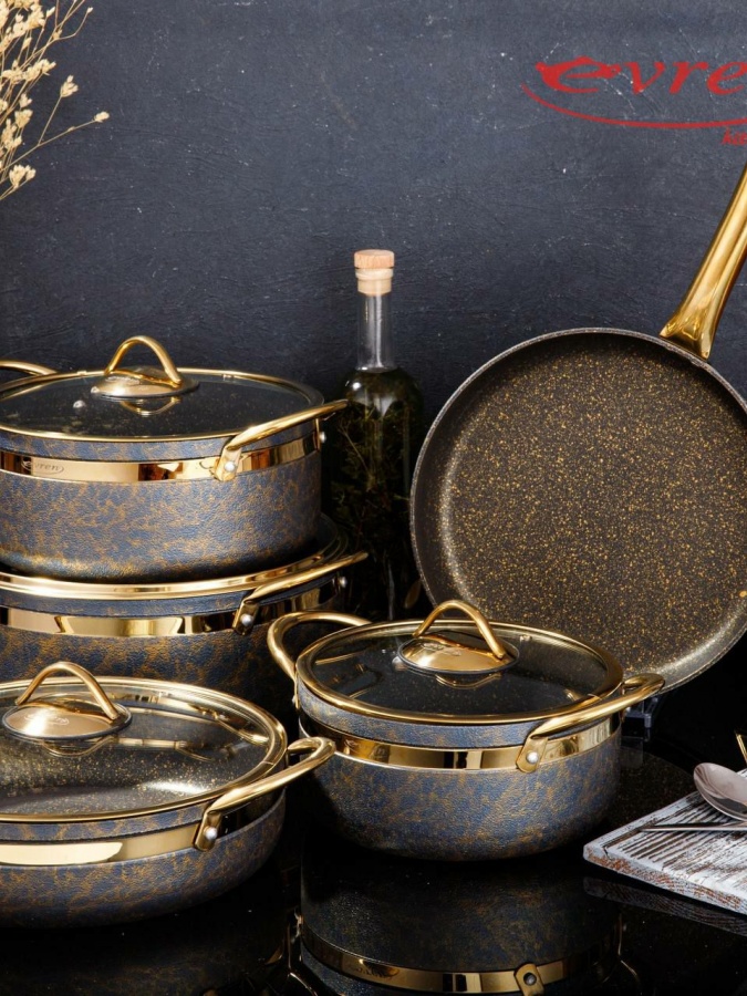 Qozon to‘plami va tova 9 qismli evren kitchenware-6