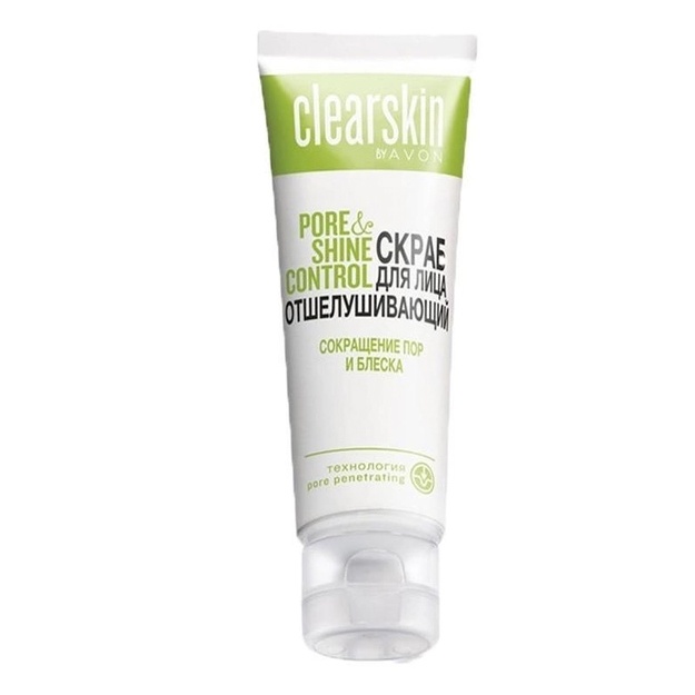 Отшелушивающий скраб для лица с экстрактами гамамелиса и эвкалипта Avon ClearSkin 75мл