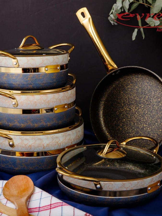 Qozon to‘plami va tova 9 qismli evren kitchenware