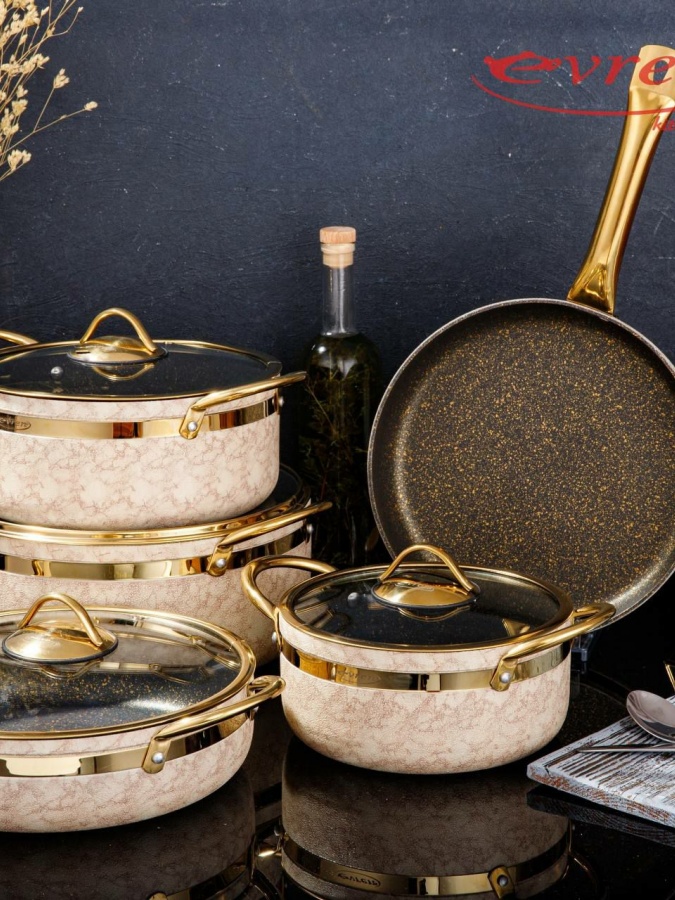 Qozon to‘plami va tova 9 qismli evren kitchenware-2