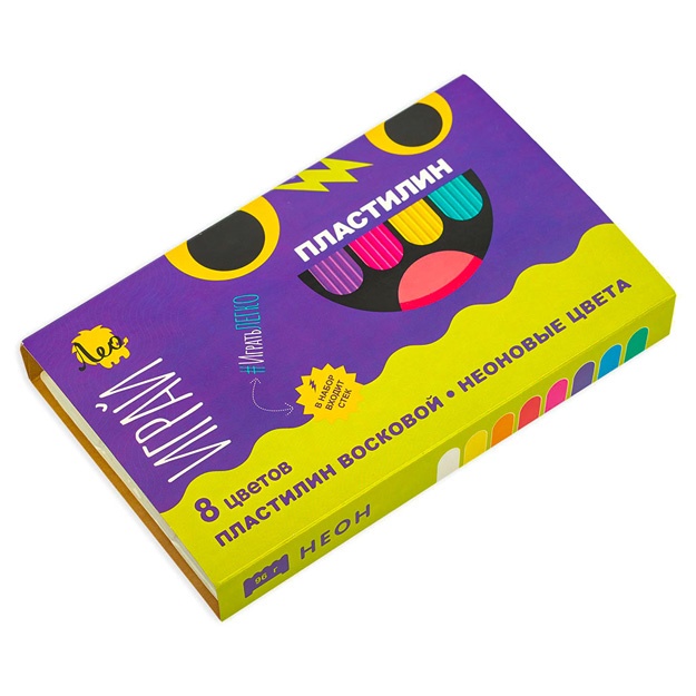 Plastilin mumli. Neon ranglar Leo LPMCF-0108 8rang
