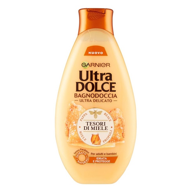 Asal va propolisli tana shampuni Ultra Dolse, Garnier, plastmassa, 500 ml, oltin, 1 dona.