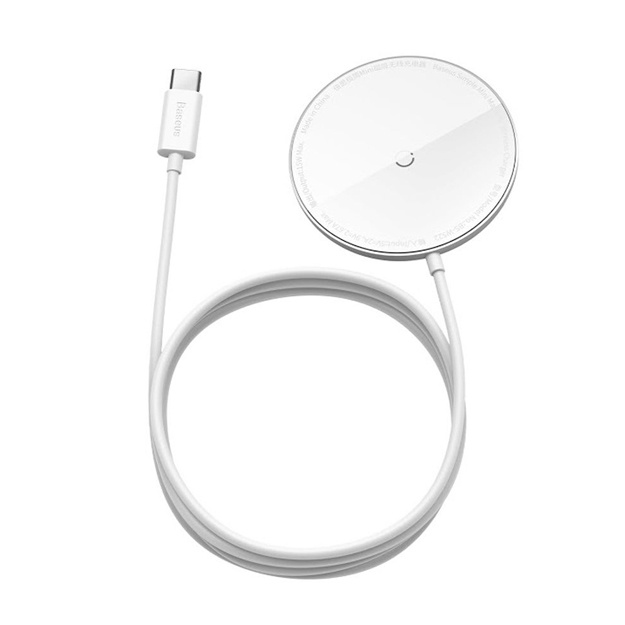 Simsiz zaryadlash qurilmasi Baseus Simple Mini Magnetic Wireless Charger 15W Oq (WXJK-F02)