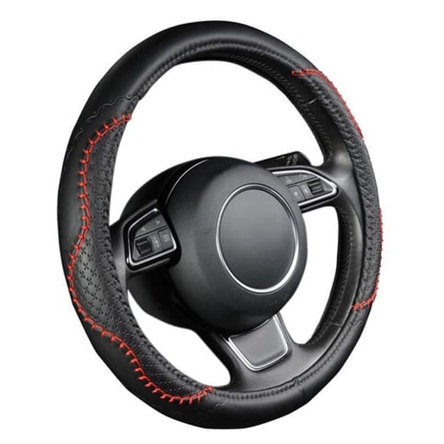 Rul uchun g‘ilof Hot Car Wheel Cover PU Leather Steering Wheel Cover Fit 38cm Red Wavy Bold Line