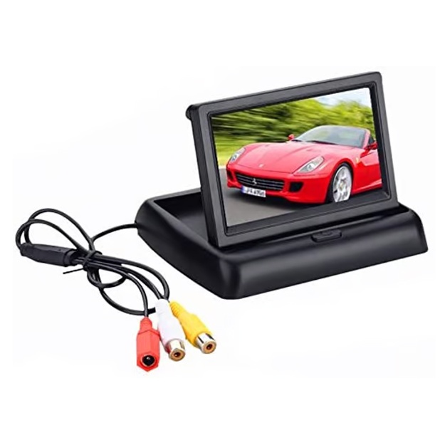 Ikkita video chiqishli avtomobil monitori katlanadigan xavfsizlik TFT monitori.