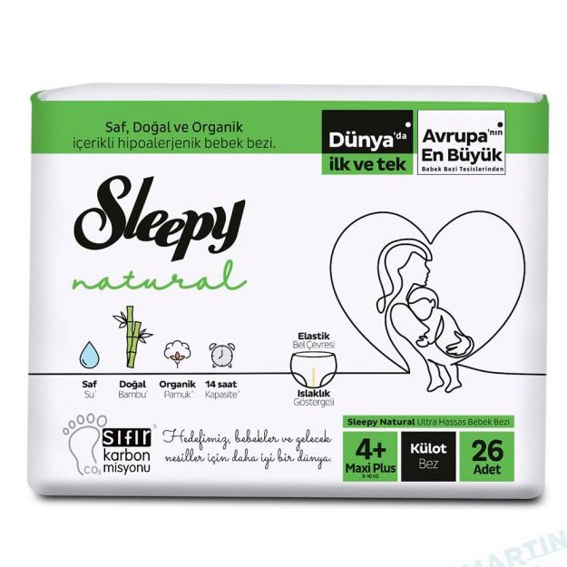 Bolalar tagliklari Sleepy Natural Pants №4+, 9-16 kg, 26 dona