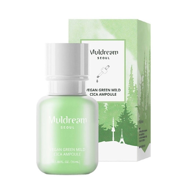 Vegan tinchlantiruvchi yuz ampulali zardobi Muldream Vegan Green Mild Cica Ampoule 55 ml