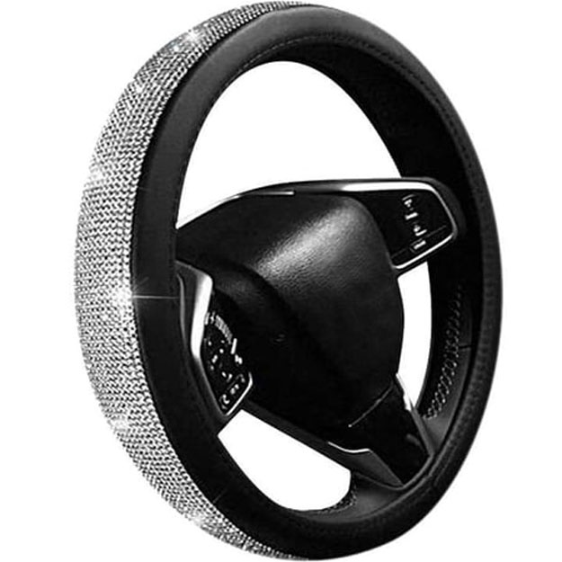 Чехол на руль PU Leather Car Steering Wheel Cover Hand Sewing Fashion Breathable Cystal 15inch