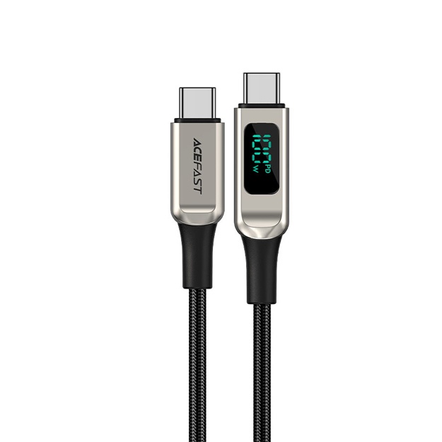 Zaryadlash va ma’lumot uzatish kabeli Acefast C6-03 USB-C to USB-C 100 W Kumush rang