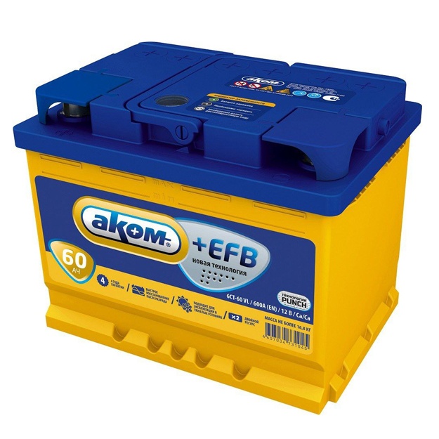 Avtomobil akkumulyatori Akom 6CT 60Ah 600A 12 V