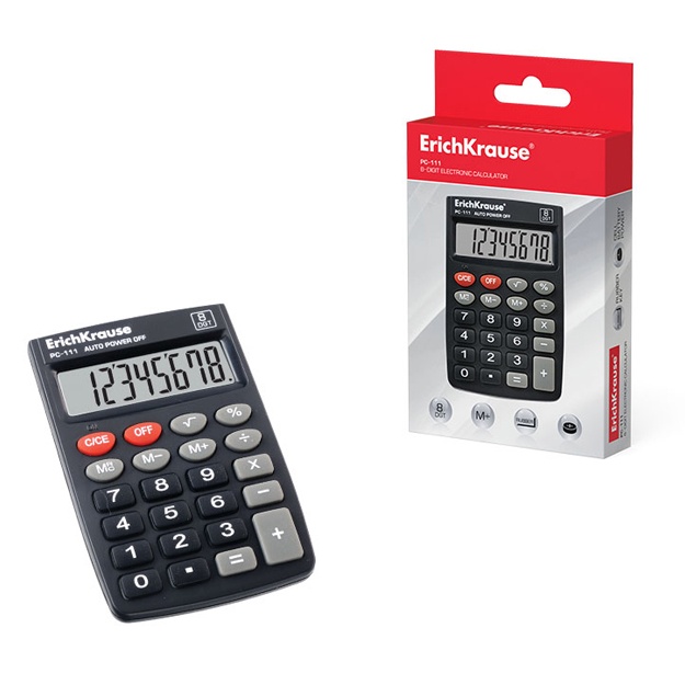 8-raqamli cho‘ntak kalkulyatori ErichKrause PS-111