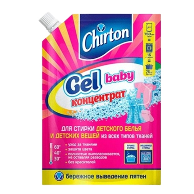 Kir yuvish uchun gel kontsentrat Chirton (doy-pak) bolalar kiyimlari uchun 750ml