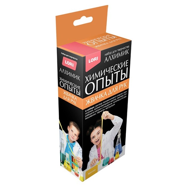 Kimyoviy tajribalar. Qo‘llar uchun saqich sariq Lori Op-052