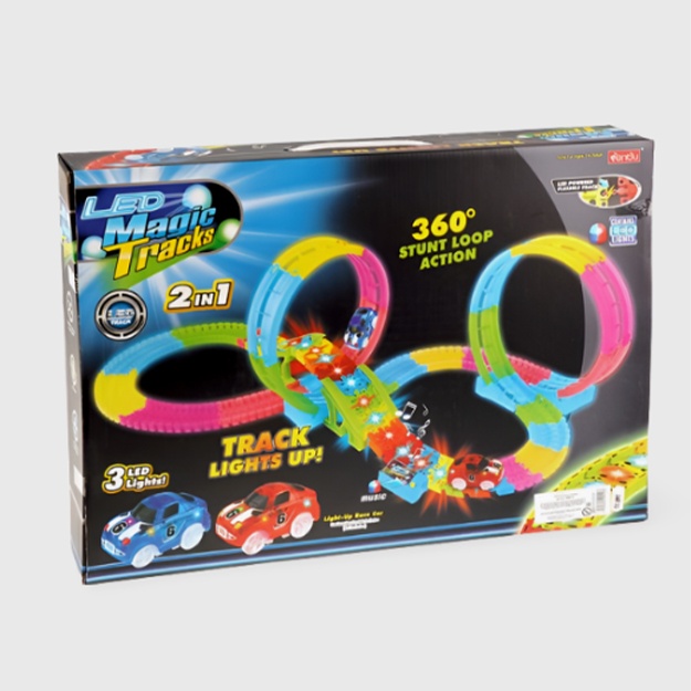 Детский светящийся автотрек "Led Magic Tracks" 166 деталей