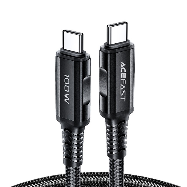 Zaryadlash va ma’lumot uzatish kabeli Acefast C4-03 USB-C to USB-C 100 W Qora