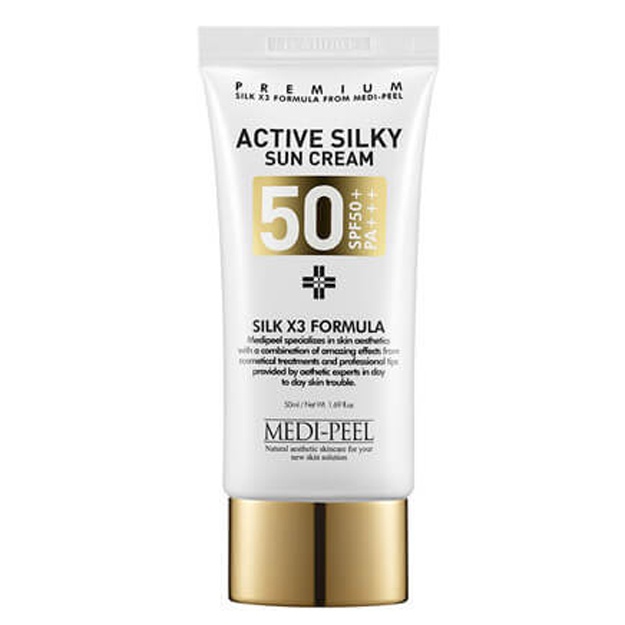 Peptidlar va ipak kompleksi bilan quyoshdan himoyalovchi MEDI-PEEL Active Silky Sun Cream SPF50+PA+++