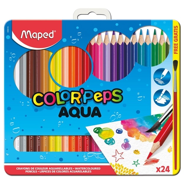 Карандаши цветные "Maped" Aqua 24 цв с кистью 836013